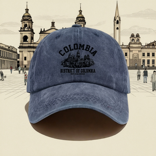 美式街头Colombia做旧风复古棒球帽男女帽子百搭遮阳帽户外鸭舌帽