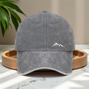 新款山峰水洗印花棒球帽男女鸭舌帽休闲遮阳帽户外运动帽子男款