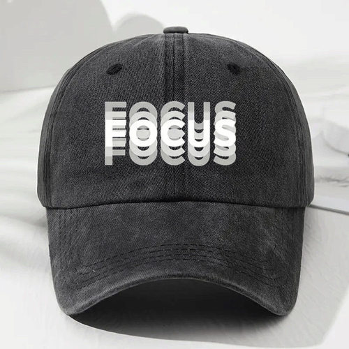 外贸爆款时尚FOCUS印花棒球帽男女复古做旧弯檐帽子户外鸭舌帽