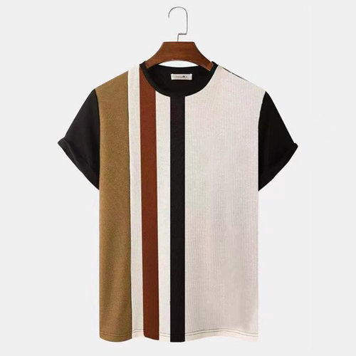 Striped printed T-shirt short sleeved top条纹印花t恤短袖上衣