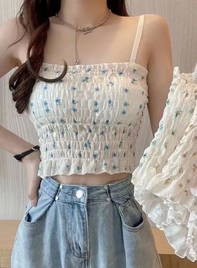 Tank top paired with a chest wrap top women 背心内搭裹胸上衣