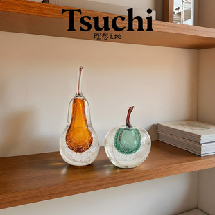 苹果梨子琉璃创意轻奢装饰摆件客厅玄关桌面透明水果造型艺术家居