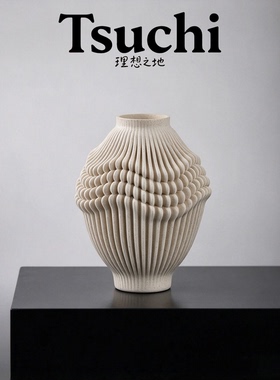 素白3D打印花瓶肌理质感现代艺术客厅装饰摆件玄关设计感高级风