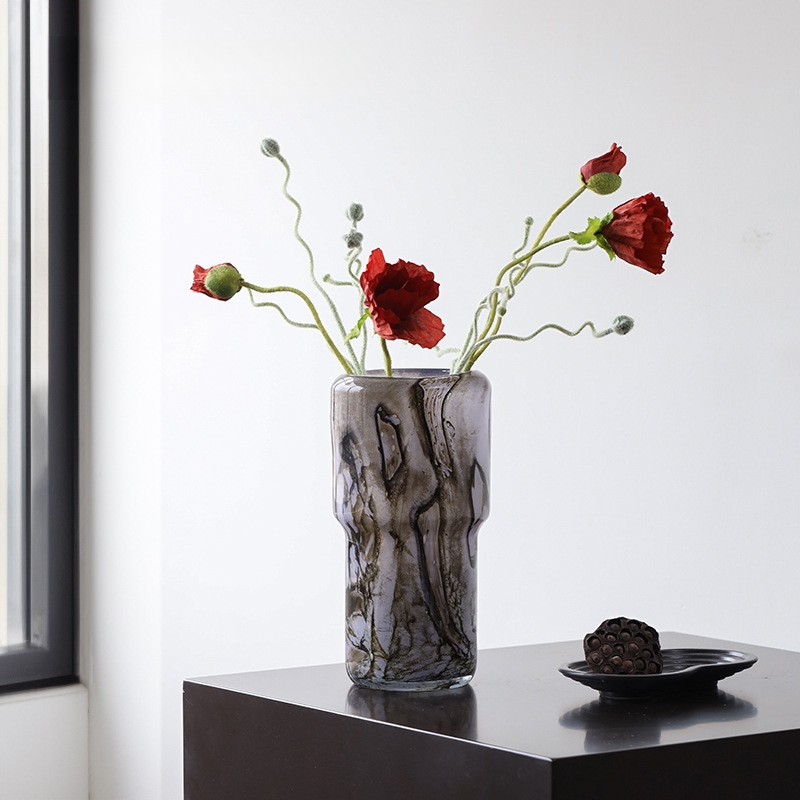 现代简约玻璃花瓶大口径摆件