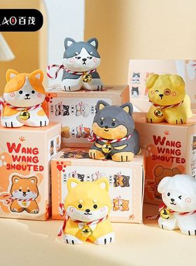 摆件桌面柴犬木雕装饰品原创可爱