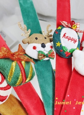 圣诞节公仔啪啪圈卡通麋鹿圣诞老人铃铛雪人儿童创意手环小礼品