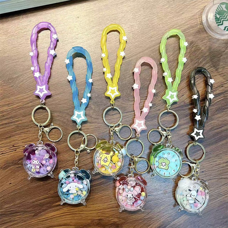 入油闹钟钥匙扣可爱糖豆流沙瓶挂件女生书包配饰钥匙链小礼品