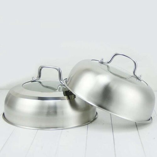 不锈钢锅盖304食品级家t用蒸锅盖子高盖加厚炒锅盖加高拱形炒鼎盖