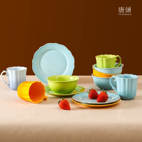 唐颂陶瓷餐具釉下彩碗新婚餐具