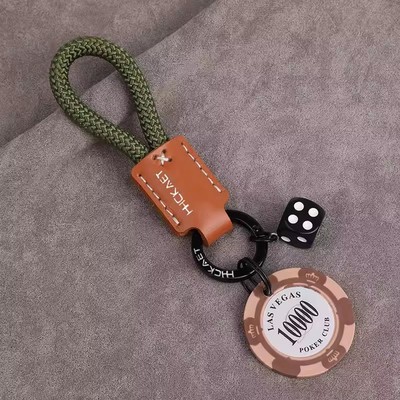 原创牛皮骰子好运钥匙扣