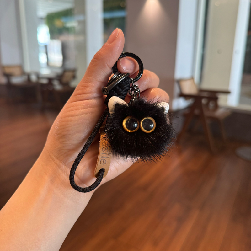 小煤球真水貂毛钥匙扣毛绒公仔