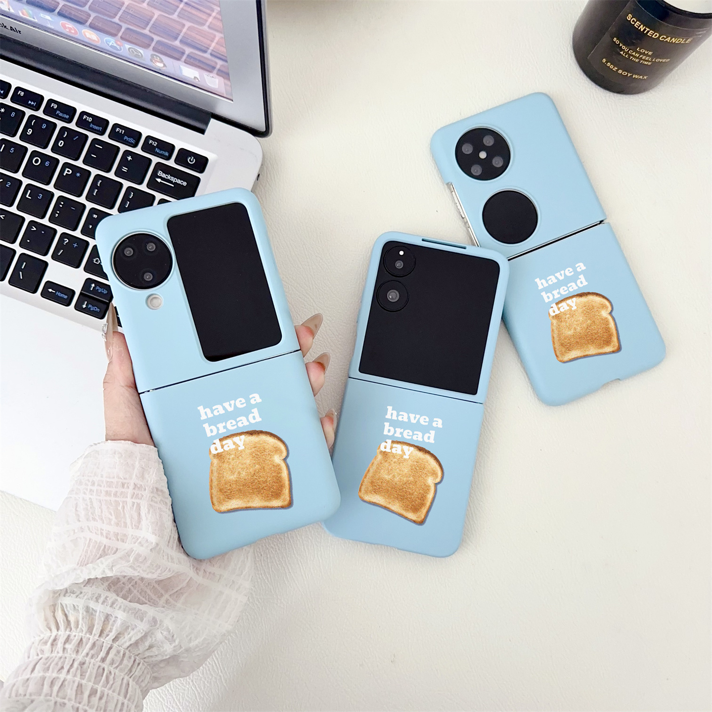 ins韩风吐司面包折叠手机壳