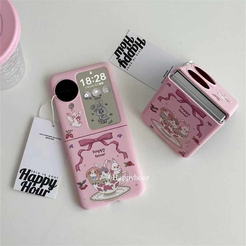 卡通茶杯兔子小折叠手机壳