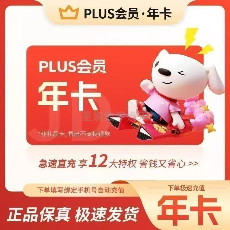 【秒充】京东plus年卡会员12个月PLUS会员京典卡vip会员 无开卡礼