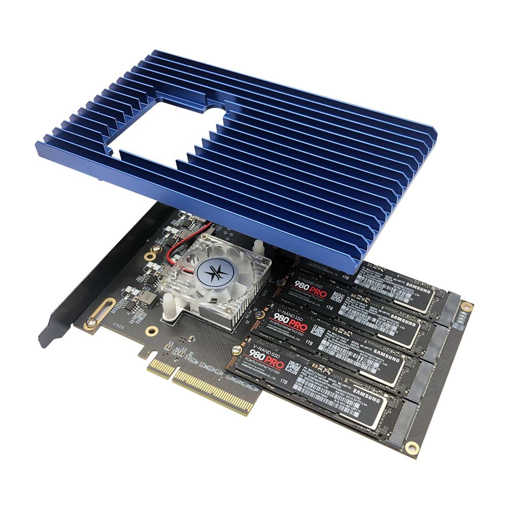 3003 PCIe转M.2 NVME SSD 4盘软RAID阵列扩展卡免驱动ASM2824