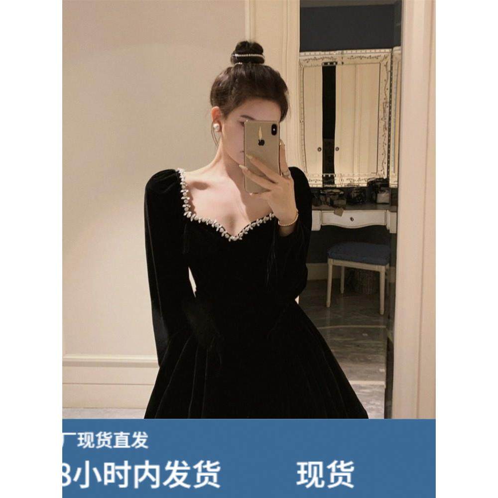 法式高级感黑色丝绒抹胸连衣裙女秋季性感生日礼服公主蓬蓬短裙子,运动/瑜伽/健身/球迷用品,瑜伽短裙,淘宝优惠券,粉丝福利购,淘宝优惠卷