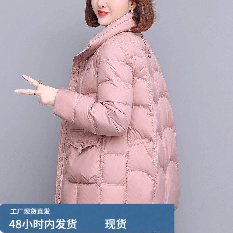 羽戎服冬中长版显瘦胖MM大尺码女装宽松中年妈妈时尚立领白鸭戎外