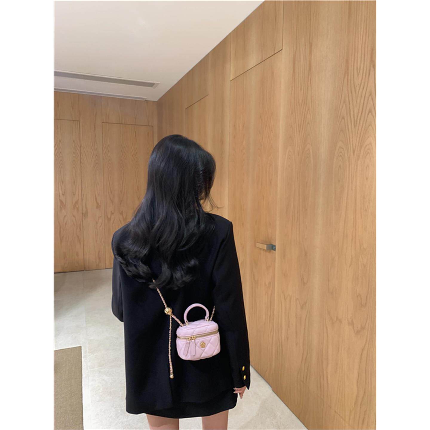 法国真牛皮小香风链条手提包包女2026新款高级质感迷你单肩斜挎小