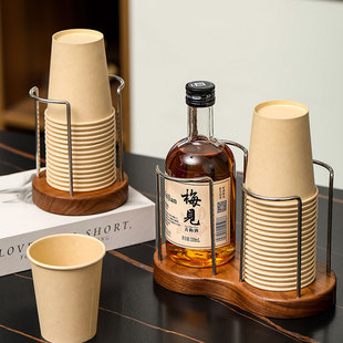 实木纸杯架一次性水杯取杯器杯子置物架咖啡茶杯架家用收纳架高级