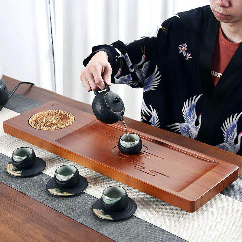 品匠茶盘功夫茶具竹制茶海日式简约茶台抽屉储水排水小号干泡托盘