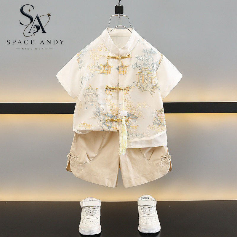 法国SA男童夏季薄款汉服套装