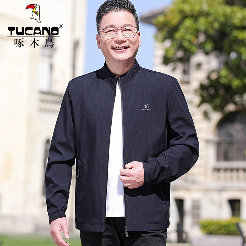 啄木鸟男装爸爸春秋季外套中年夹克男2024款夏薄款中老年人上衣服
