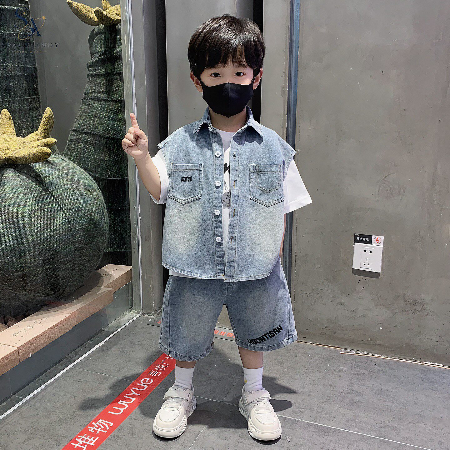法国SA男童夏季牛仔套装
