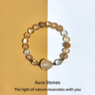 AuraStones【金佛灵】转运典藏天然黄塔晶手串幸运中式水晶手链女