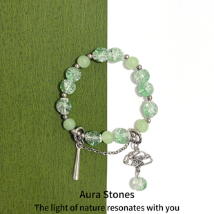 AuraStones【青扇谣】转运原创天然能量绿水晶琉璃手串手链招财女