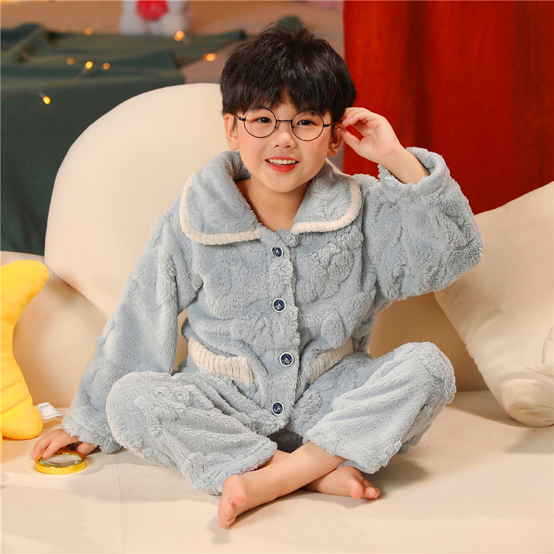 儿童睡衣家居服法兰绒睡衣秋冬季