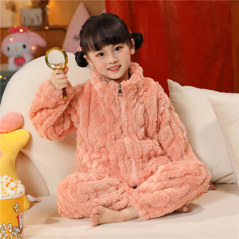儿童家居服睡衣家居服拉链款冬季