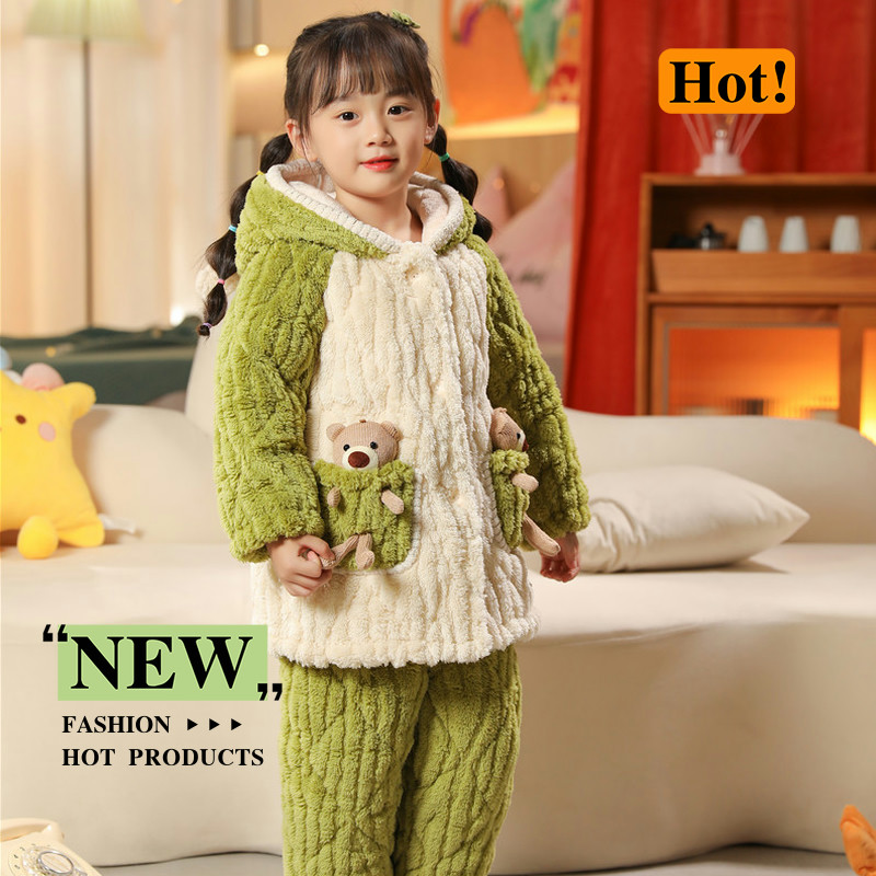 儿童加厚睡衣男孩女童家居服冬季