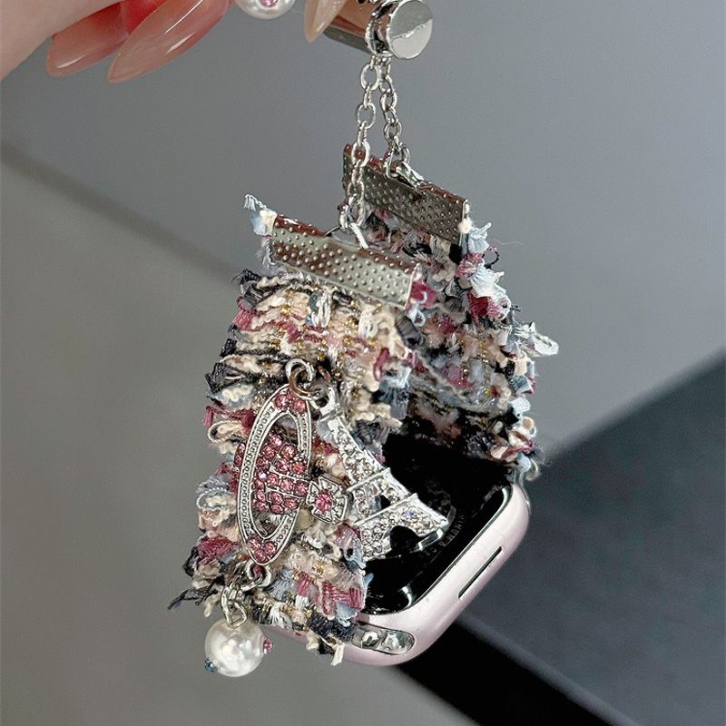 适用适用苹果AppleWatchS10/9粉色爱心毛绒手链iwatch876543苹果