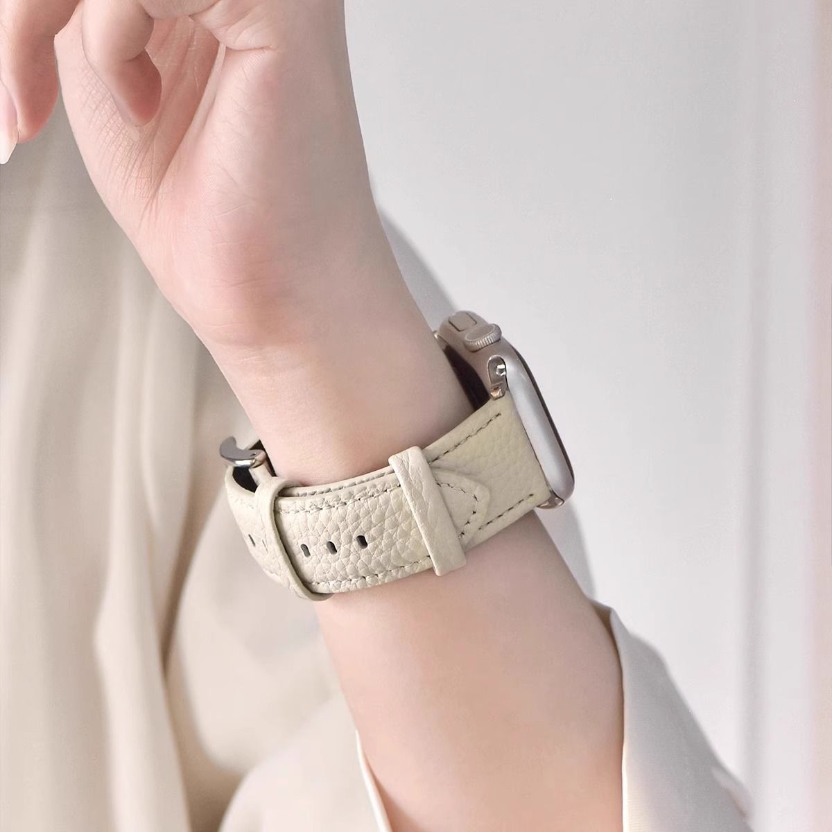 小羊皮真皮质小米红米手表5/4代Redmi5 Watch432表带硅胶女款适用