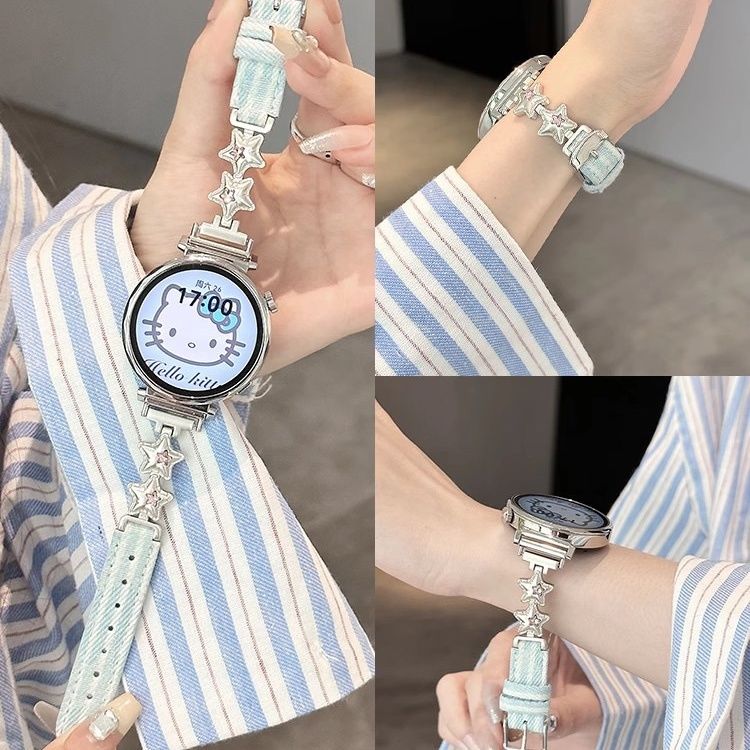 适用于华为gt6表带gt5pro手表女士新款WATCH4表带牛仔拼星星gt3