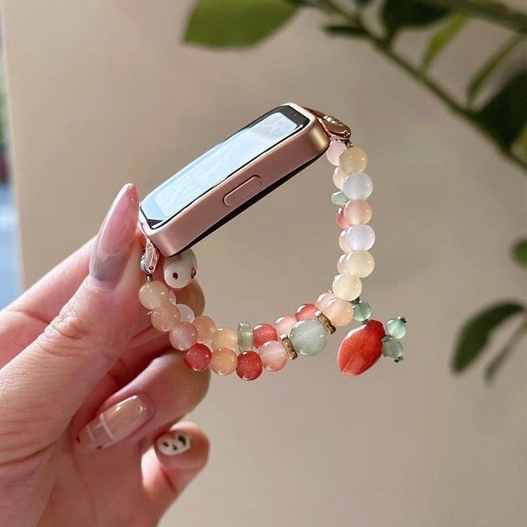 ins适用华为手环10/9/8nfc满枝琼串珠表带荣耀手链腕带Fit3/2女款