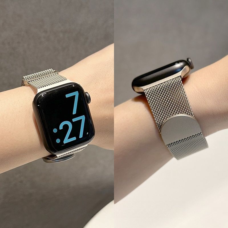 适用适用ApplewatchS9苹果手表S10表带米兰尼斯磁吸iwatchS8/7/se