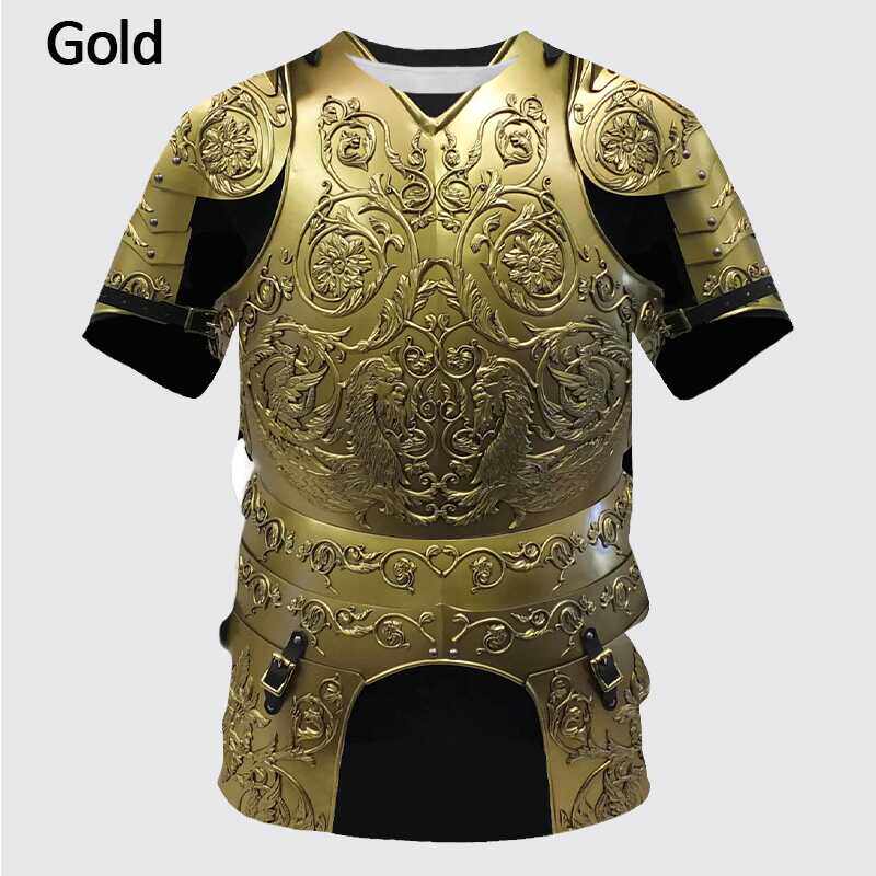 Armor printed short sleeved T-shirt for men铠甲印花短袖T恤男图片