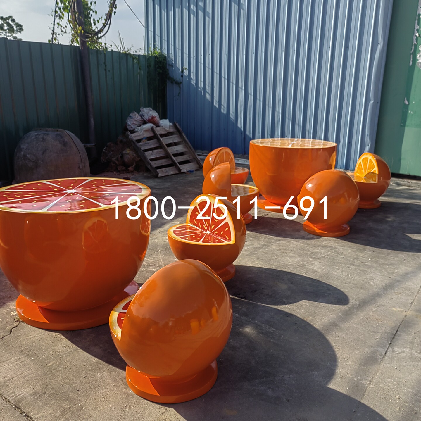 水果造型座椅模型摆件网红打卡橘子休闲椅树脂景观美陈橙子造型
