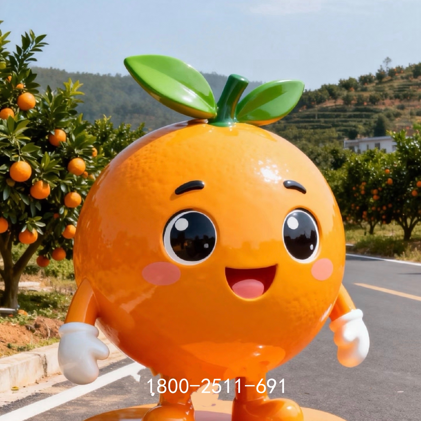 橘子之乡卡通公仔砂糖橘雕像景区标志橙子人偶模型摆件水果吉祥物