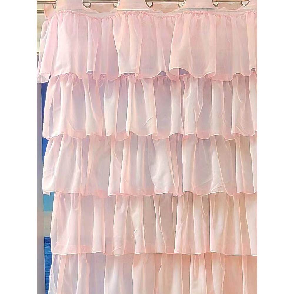 特价欧式荷叶边 飞边窗帘纱帘装饰 半遮光 公主房 落地窗 窗帘 可