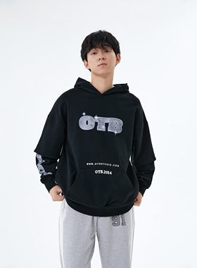 OTB美式潮牌印花字母Bling字体印花连帽卫衣 OTB020016