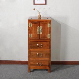 中式实木五斗柜卧室樟木转角柜现代客厅抽屉家具带门收纳整装斗柜