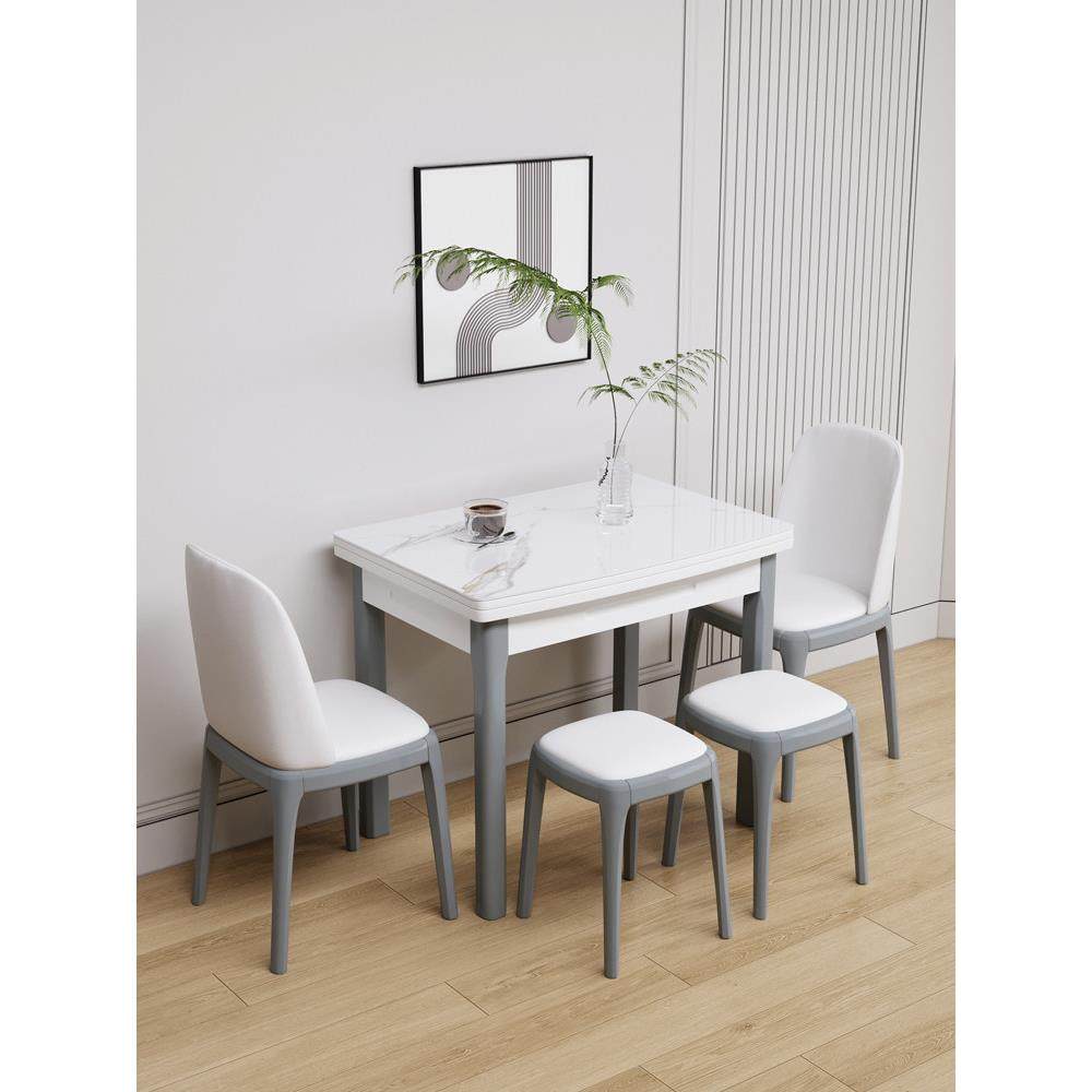 岩板折叠餐桌家用小户型饭桌现代简约可伸缩餐桌椅组合长方形桌子,住宅家具,岩板餐桌,淘宝优惠券,粉丝福利购,淘宝优惠卷