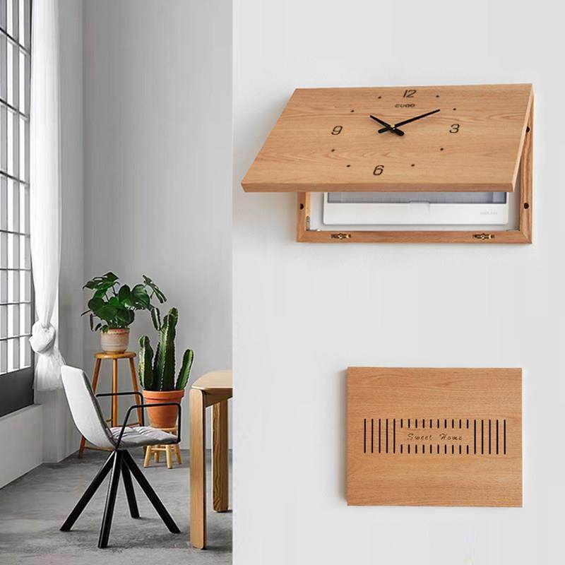 定制尺寸 电表箱装饰画 画上翻盖遮挡箱遮电箱的挂钟简约横款带表