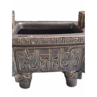 覆古长方形四足方鼎香炉供佛供奉香鼎炉家用寺庙祠堂祭祀陶瓷大号