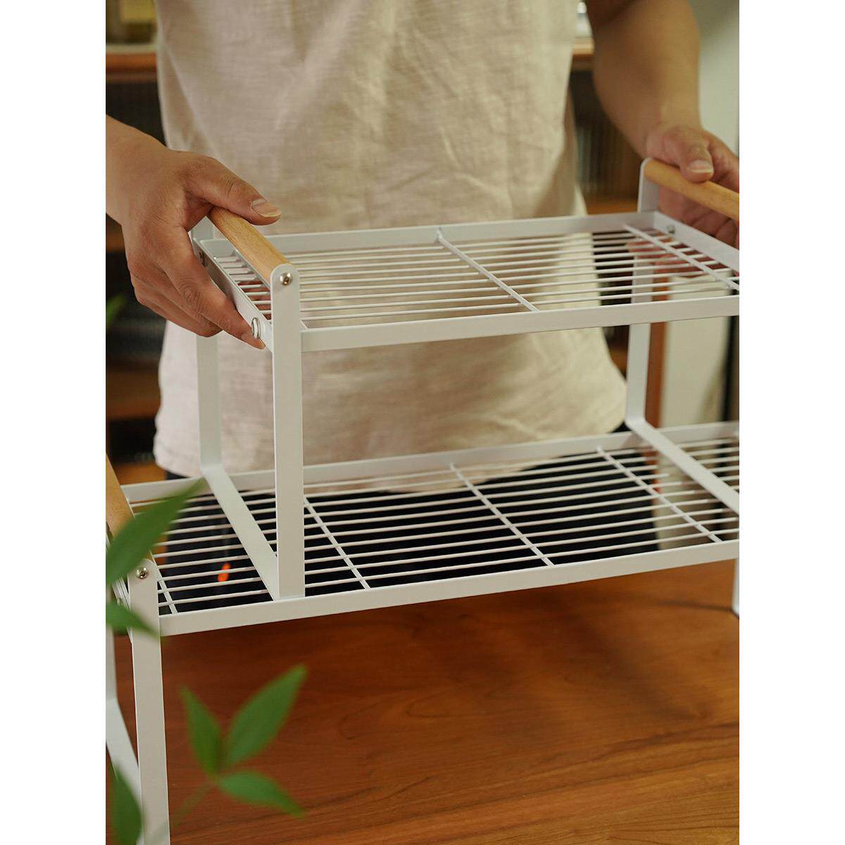 厨房台面置物架白橱柜收纳储物架碗碟杯子铁艺桌面分层整理杂物架