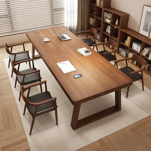 长桌子客厅家用餐桌书桌一体实木长条桌书房开 放式工作台大学习