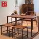 黑胡桃木茶桌新中式 阳台茶桌椅组合小型泡茶桌实木书桌小茶台茶几