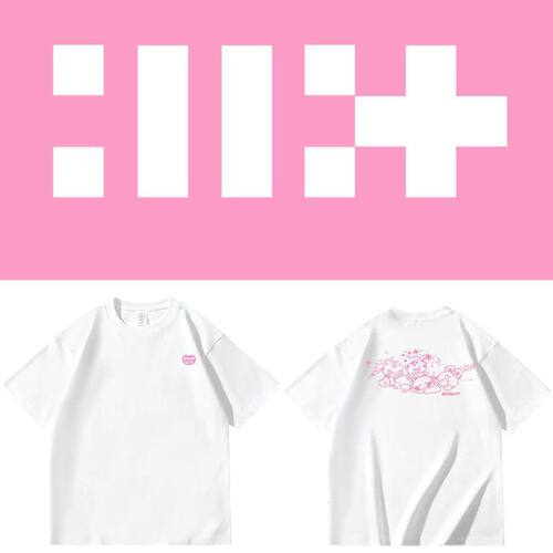 ILLIT礼DEARLIT同款圆领短袖T恤宽松印花纯棉男女夏装衣服
